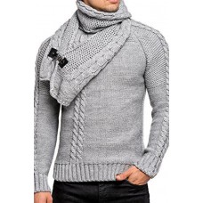 Men's Sweater Neck Slim Pullover Knit Sweater